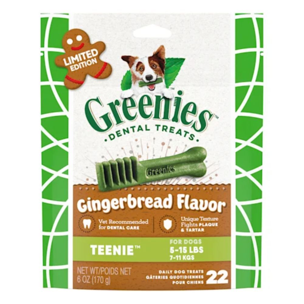 Greenies Teenie姜饼口味的牙科狗零食